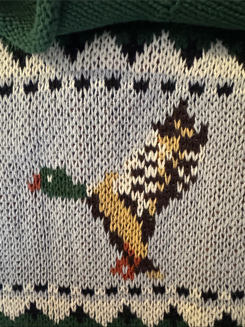 L.L. Bean Green Fair Isle Duck Turtleneck Sweater - Picture 3 of 6